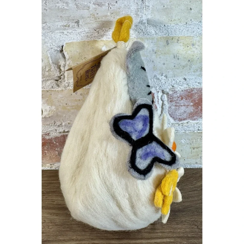 Felted Wool Birdhouse Cat Lover Gift Butterfly Bird Cozy Handmade Indoor Outdoor